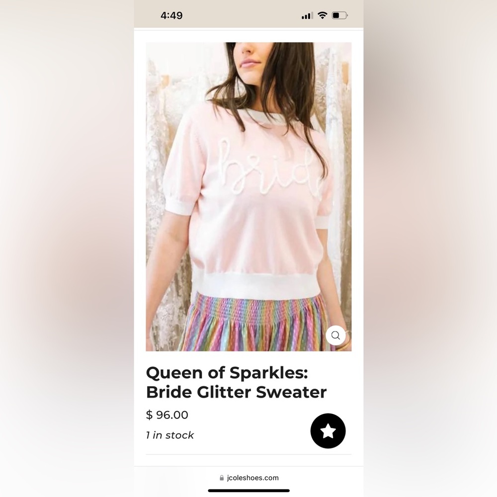 Queen Of Sparkles Bride Sweater Short Sleeve